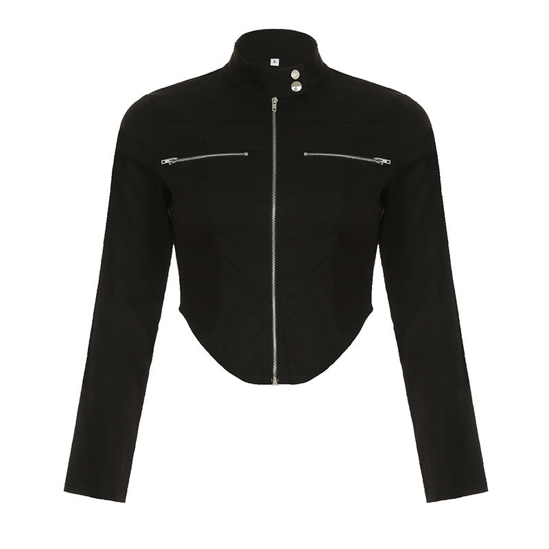 New Stand-up Collar Slim Fit Short Zipper Jacket anassiri.com