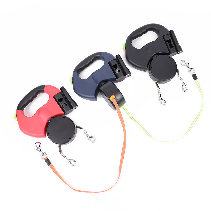Dual Retractable Dog Leash with LED Light – 360° Tangle-Free & Reflective anassiri.com