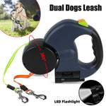 Dual Retractable Dog Leash with LED Light – 360° Tangle-Free & Reflective