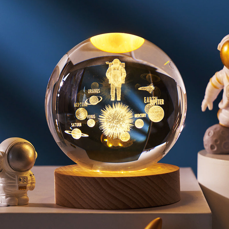 Lampe Cristal 3D Galaxy™ – Système Solaire Gravé & Lumière d’Ambiance Premium anassiri.com
