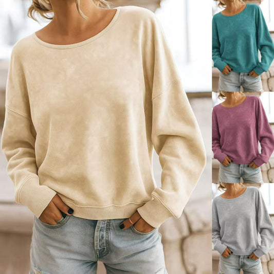 Casual Loose Fashion Long Sleeve Rendering Print Round Neck Knitted Sweater Hoodie anassiri.com