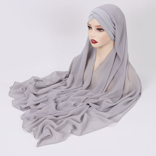 New Convenient Closed-toe Scarf Four Seasons Universal Plain Chiffon -   - anassiri.com anassiri.com