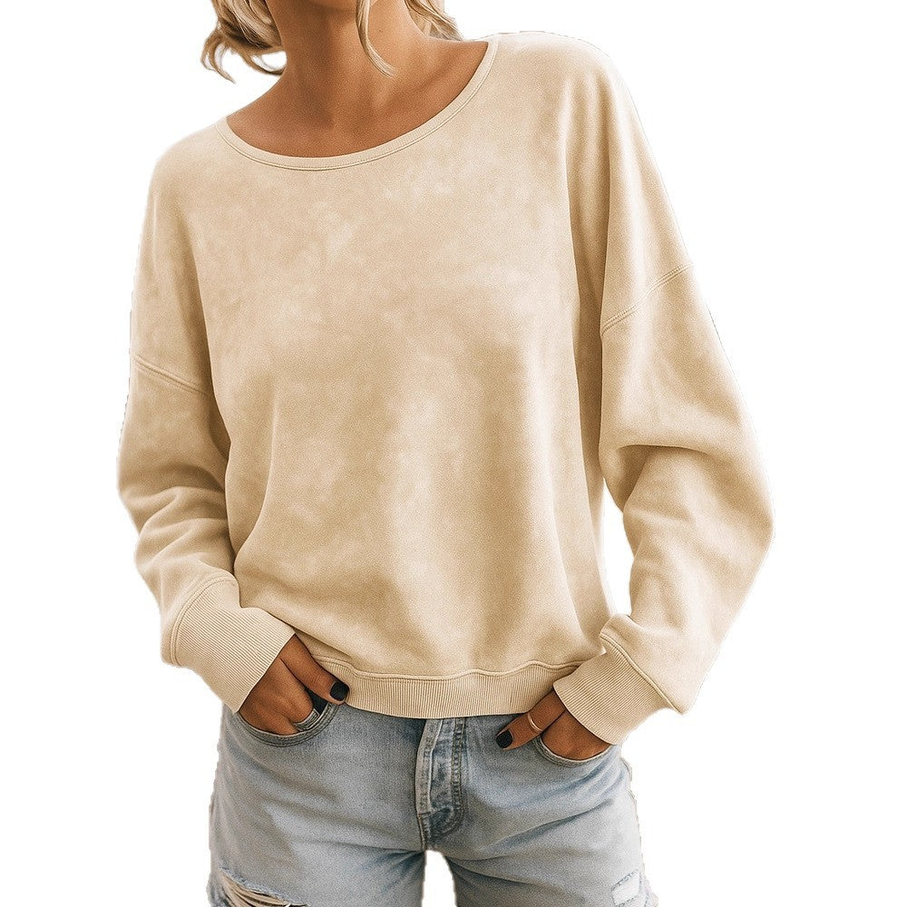 Casual Loose Fashion Long Sleeve Rendering Print Round Neck Knitted Sweater Hoodie anassiri.com