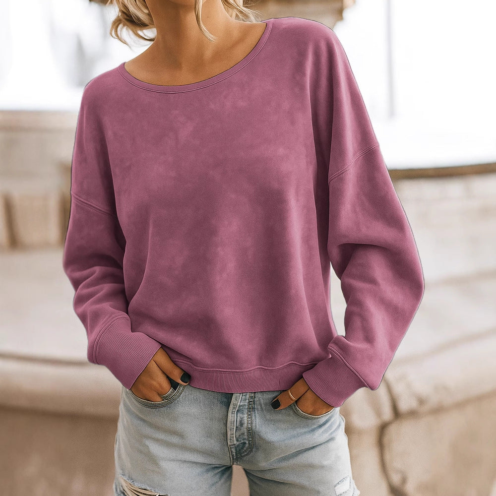 Casual Loose Fashion Long Sleeve Rendering Print Round Neck Knitted Sweater Hoodie anassiri.com