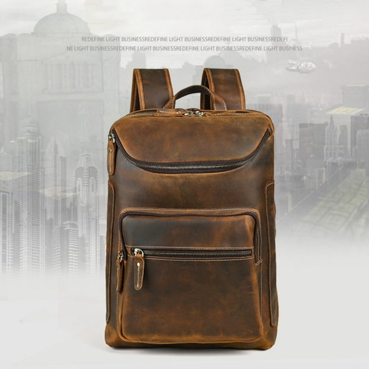 Retro Leather Large Capacity Multifunctional Leisure Travel Backpack anassiri.com