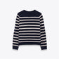 Women's Round Neck Loose Striped Knit Sweater