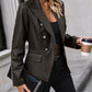 Women's Double Breasted Suit Motorcycle Leather Coat