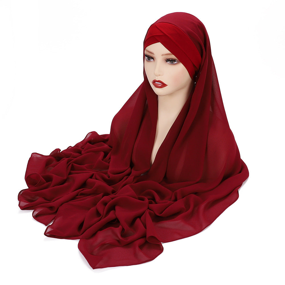 New Convenient Closed-toe Scarf Four Seasons Universal Plain Chiffon -   - anassiri.com anassiri.com