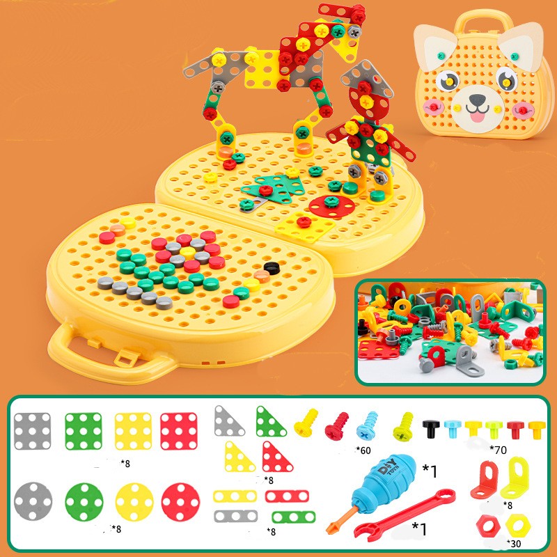 Children's Disassembling Tool Box Nut DIY Pallet Building Block Toy  anassiri.com