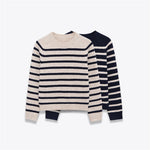 Women's Round Neck Loose Striped Knit Sweater