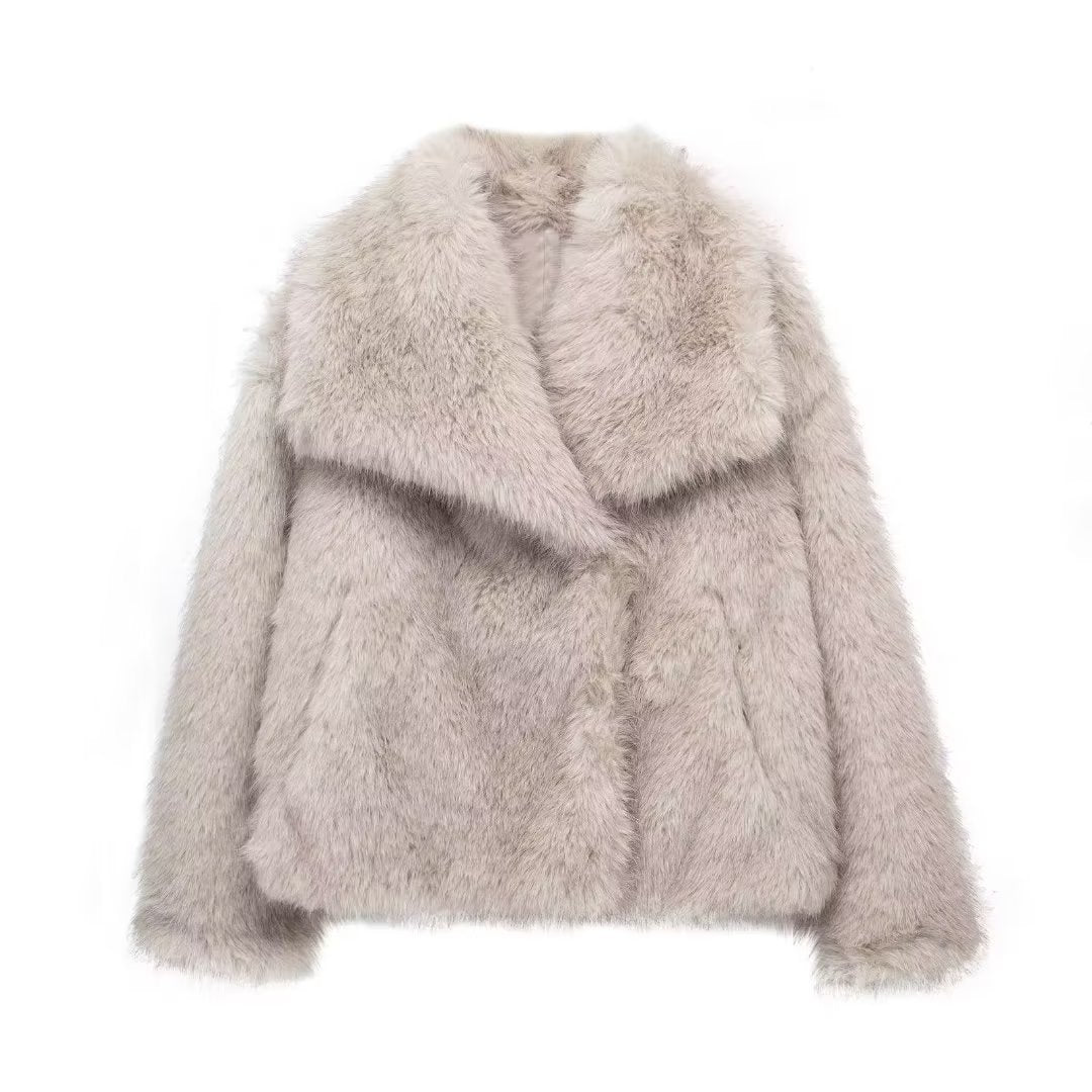Winter Plush Lapel Coat - Thickened Casual Long Sleeve Outerwear for Women anassiri.com