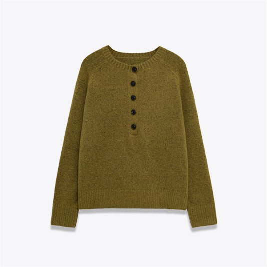 Women's Round Neck Single-breasted Knit Sweater anassiri.com