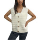 Horn Button Sleeveless V-neck Knitted Vest For Women