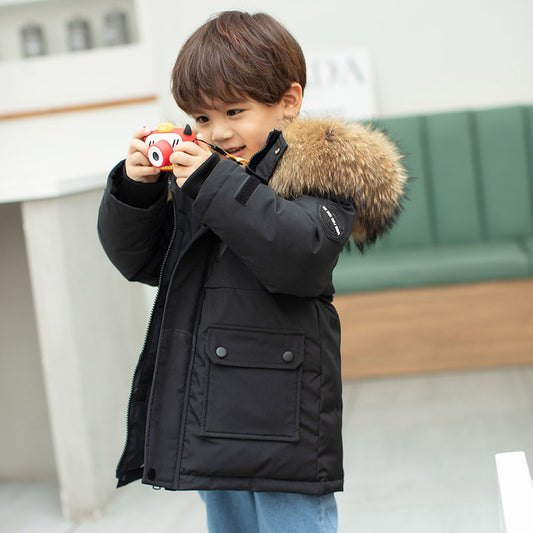 Boys' Mid-length Thickened White Duck Down Jacket -  Children's jacket - anassiri.com anassiri.com