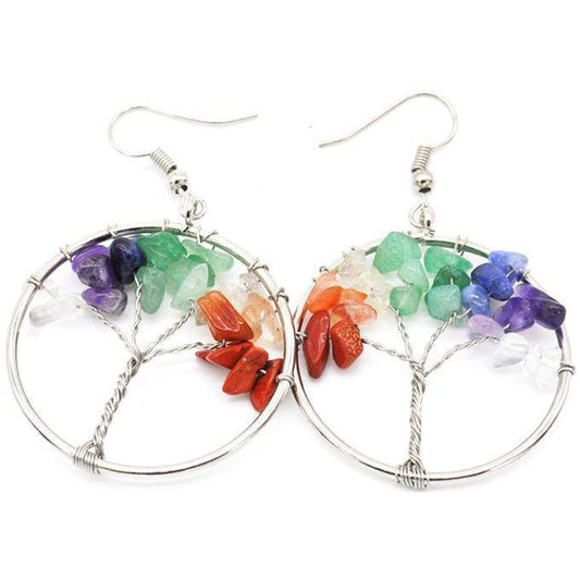 Natural Crystal Crushed Stone Tree Wishing Tree Earrings Crystal Tree Earrings Jewelry -   - anassiri.com anassiri.com