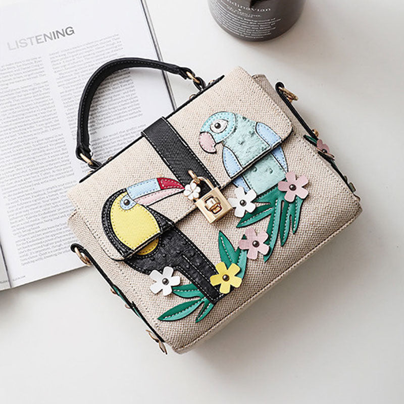Fashion Two-Color Parrot One Shoulder Messenger Small Square Bag -  WOMEN BAGS - anassiri.com