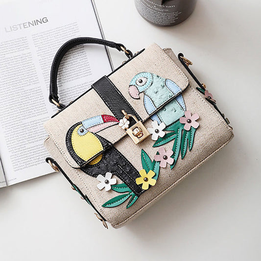 Fashion Two-Color Parrot One Shoulder Messenger Small Square Bag -  WOMEN BAGS - anassiri.com anassiri.com