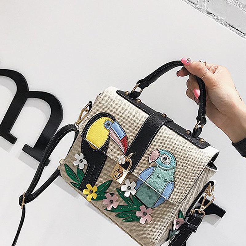Fashion Two-Color Parrot One Shoulder Messenger Small Square Bag -  WOMEN BAGS - anassiri.com anassiri.com