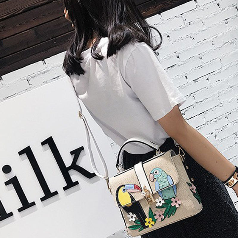 Fashion Two-Color Parrot One Shoulder Messenger Small Square Bag -  WOMEN BAGS - anassiri.com