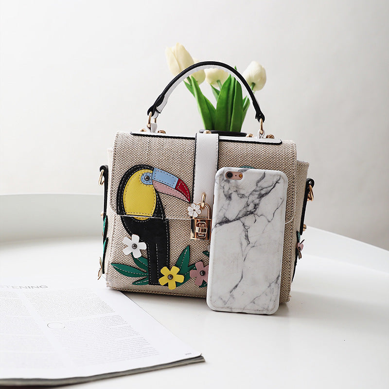 Fashion Two-Color Parrot One Shoulder Messenger Small Square Bag -  WOMEN BAGS - anassiri.com