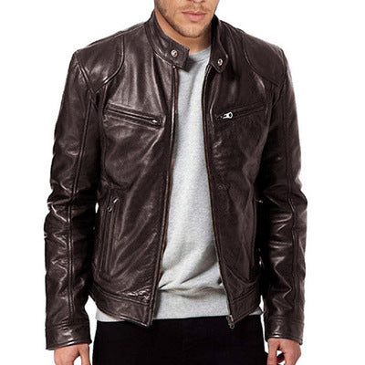 PU Leather Jacket Slim Leather Jacket -  Montant hommes - anassiri.com anassiri.com
