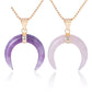 Crystal Semi-precious Stone Moon Pendant Necklace -   - anassiri.com
