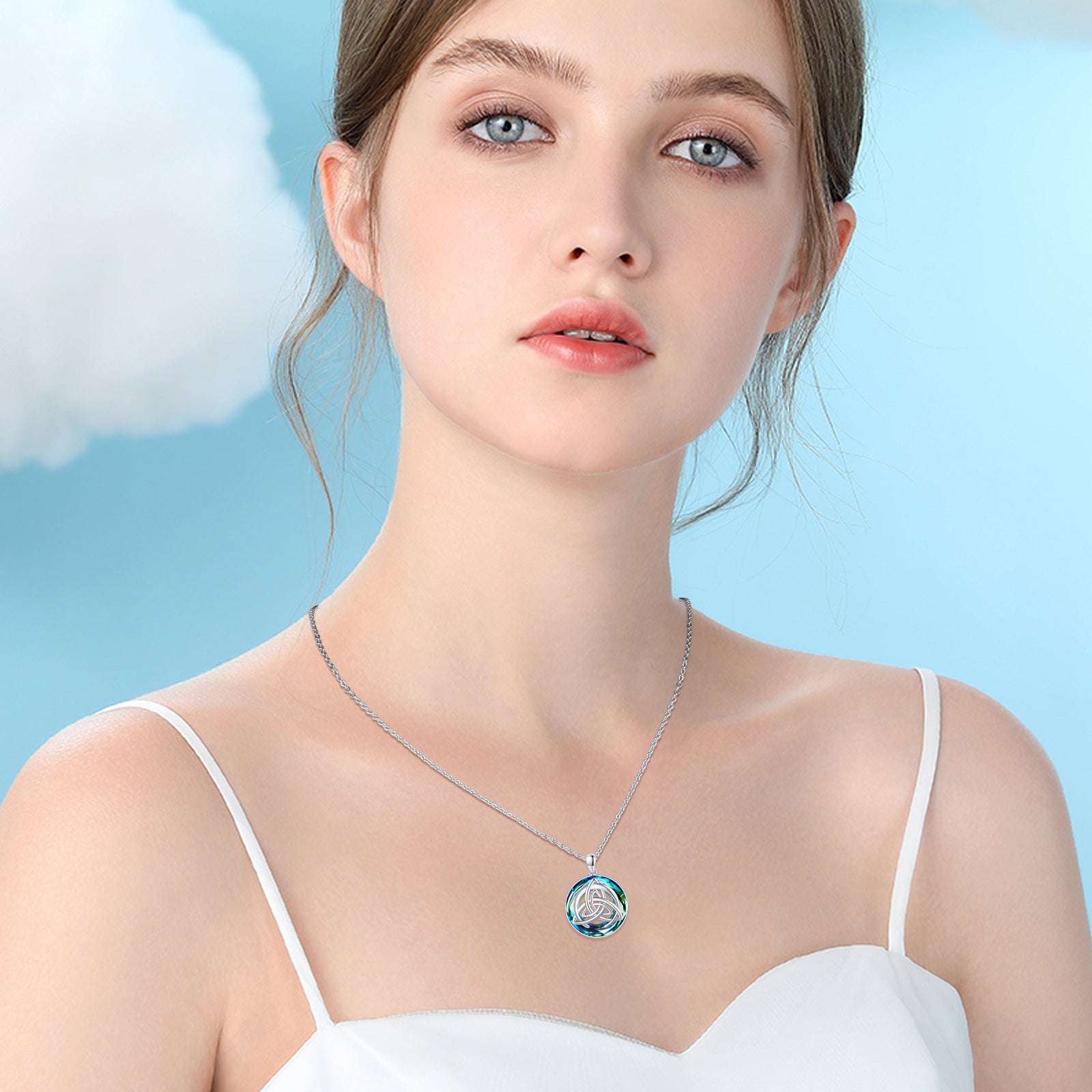 Crystal Celtic Pendant Necklace in 925 ........ -   - anassiri.com