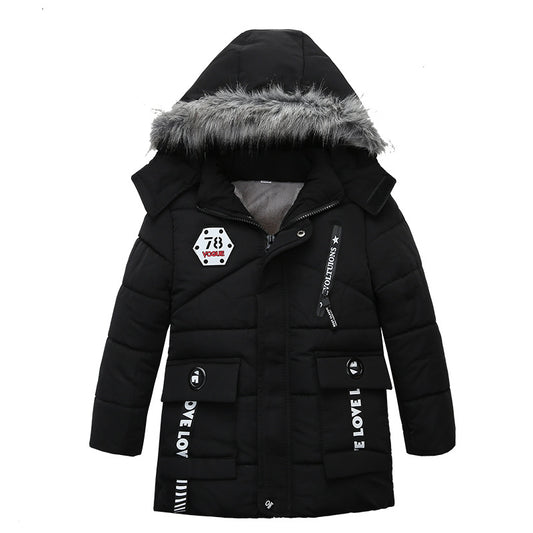 Fashion Boys Thicken Letter Print Hooded Cotton Jacket -  Montant hommes - anassiri.com anassiri.com