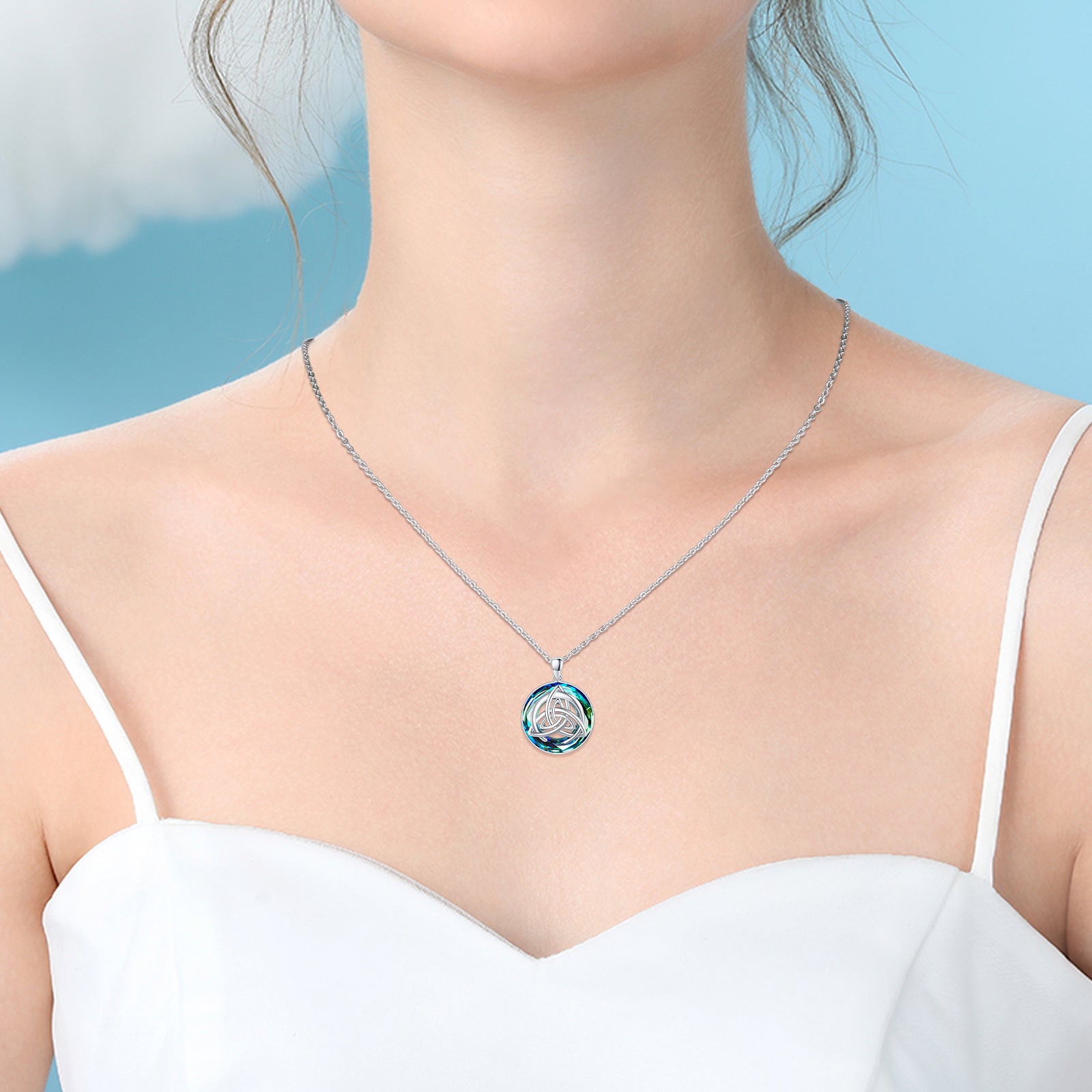 Crystal Celtic Pendant Necklace in 925 ........ -   - anassiri.com
